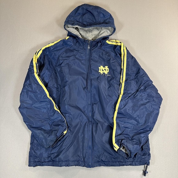adidas Other - Notre‎ Dame Fighting Irish Jacket Mens Large Blue NCAA Football Adidas Hooded